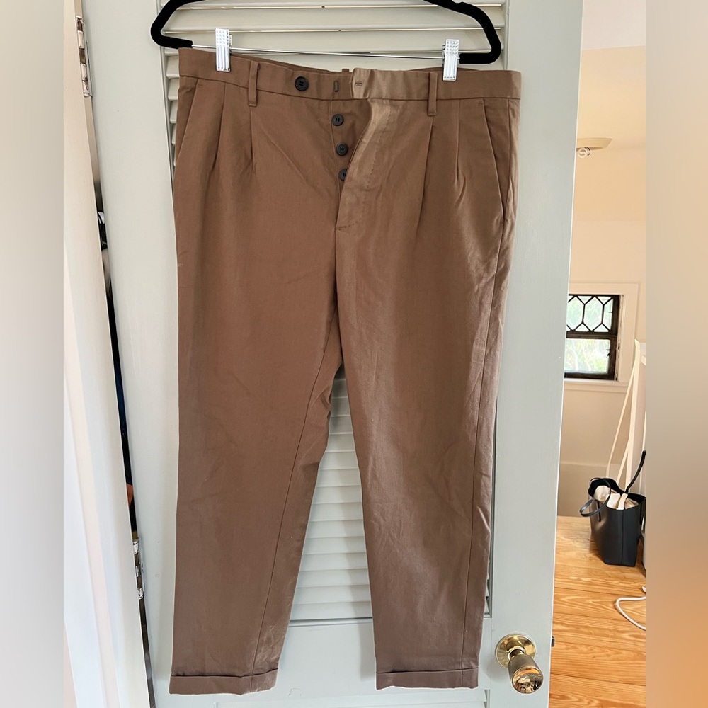 All Saints Tallis Slim Fit Cropped Tapered Pants (Brown)